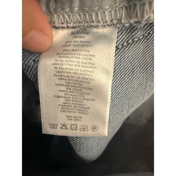 Re/Done 90s High Rise Ankle Crop Distressed Denim Blue Jeans Size 25 - Picture 14 of 14